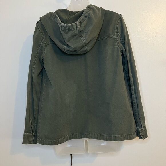 Forever 21 Green Hooded Zip Front Utility Jacket Size Small - Picture 2 of 9